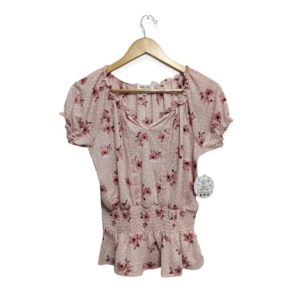 Love + Joy Floral Light Pink Top M